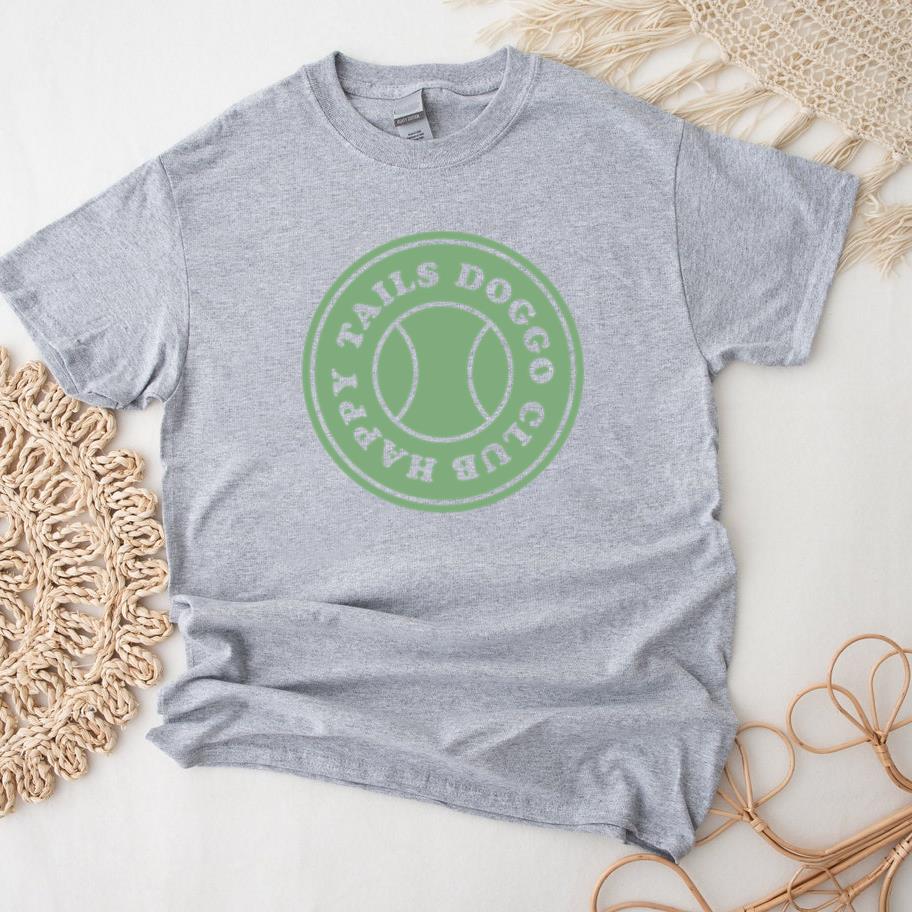 Playful Dog Club Logo Design With Tennis Theme T-Shirt
